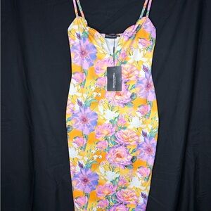 PrettyLittleThing Vibrant Floral Midi Dress